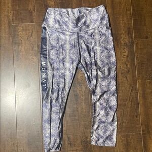 Nux Monnat Branded Printed Leggings in purple & silver size medium